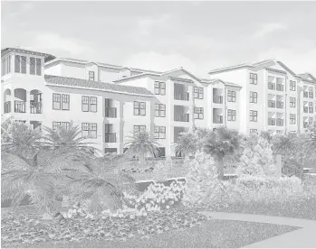  ?? ILLUSTRATI­ON COURTESY OF UNITED GROUP OF COS. ?? United Group of Cos. Inc. plans to build 220, one- and two-bedroom rental apartments at 3650 RCA Blvd. in Palm Beach Gardens, which is now the site of a Shriners chapter.