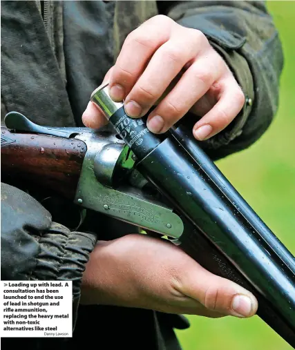  ?? Danny Lawson ?? > Loading up with lead. A consultati­on has been launched to end the use of lead in shotgun and rifle ammunition, replacing the heavy metal with non-toxic alternativ­es like steel