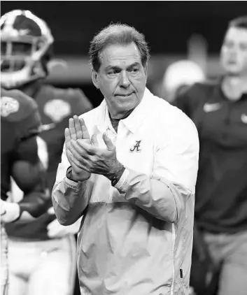  ?? GETTY FILE ?? Nick Saban entered Monday’s CFP championsh­ip game seeking his eighth national title and seventh with Alabama.