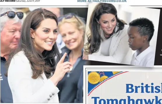  ??  ?? ROYAL VISIT Kate, far left, and talking to a child at a sailing event in London. Picture: PA Wire