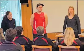  ??  ?? Students heard from some of the lifeguards at the Stratford pool, as well as facility manager Andrea Matthews, who is also currently the acting director of community developmen­t.