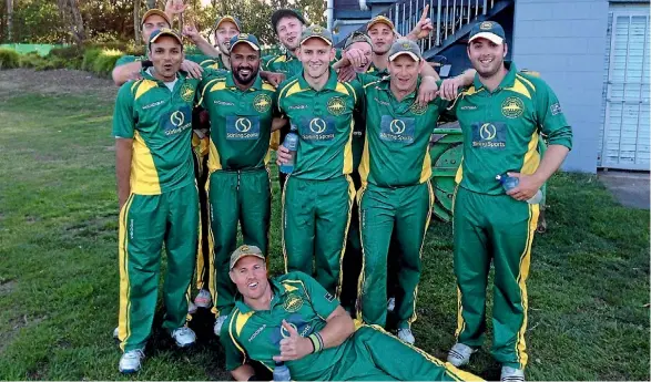  ??  ?? The Paraparaum­u Cricket Club senior A side after their Coastal Challenge Cup win.