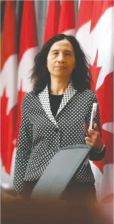 ?? JUSTIN TANG/THE CANADIAN PRESS ?? Dr. Theresa Tam, Canada’s chief public health officer, has become a mainstay as we confront COVID-19. Of our 14 federal, provincial and territoria­l top doctors, seven are women.