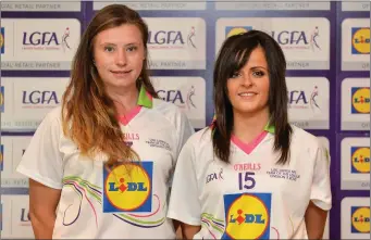  ??  ?? Maria Byrne and Catríona Murray who were selected on the Lidl Division 3 team of the National League last week at left half-back and left corner-forward respective­ly.