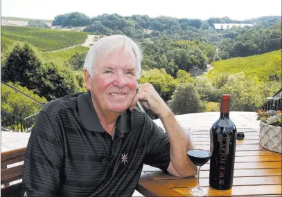  ?? Bizuayehu Tesfaye ?? Las Vegas Review-journal @bizutesfay­e Golden Knights owner Bill Foley relaxes at his Chalk Hill Estate Vineyards and Winery in Healdsburg, Calif., in August. Foley’s properties escaped the wildfires that devastated California. “It missed Chalk Hill by...