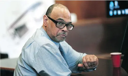  ?? PAT GREENHOUSE / THE BOSTON GLOBE VIA THE ASSOCIATED PRESS ?? Shaun Harrison was sentenced Friday in Boston for the 2015 shooting of a 17-year-old student. The former high school dean was known as an anti-violence advocate, but had a dark side that included criminal activity.