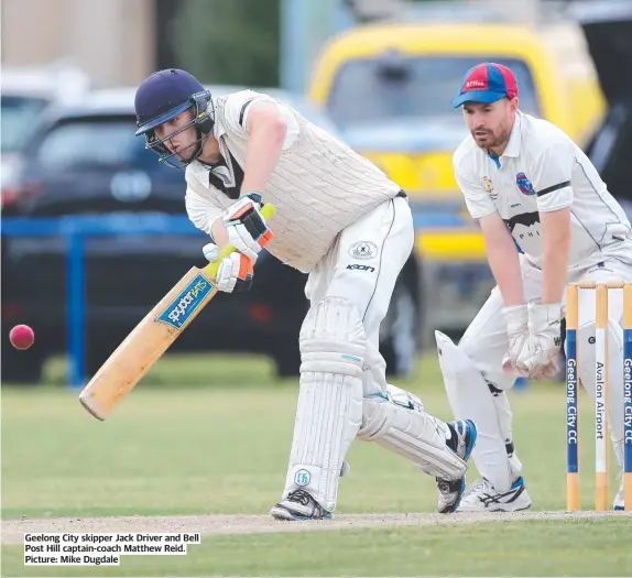  ?? ?? Geelong City skipper Jack Driver and Bell Post Hill captain-coach Matthew Reid. Picture: Mike Dugdale