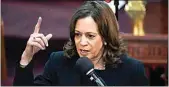  ?? PATRICK SEMANSKY / AP ?? Vice President Kamala Harris speaks at a memorial service for Ruth Whitfield, a victim of the Buffalo supermarke­t shooting, at Mt. Olive Baptist Church on Saturday in Buffalo, N.Y.