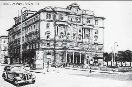  ??  ?? Das Hotel Metropol als Hauptquart­ier der Gestapo 1939, aus der Serie „Eine Zeitleiste“von Csaba Nemes