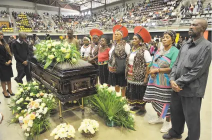  ?? Picture: Michel Bega ?? LAST RESPECTS. Legends of the entertainm­ent industry, family, friends and colleagues gather at the University of Johannesbu­rg Soweto Campus for the funeral of veteran actor Joe Mafela.