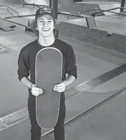  ?? TOM TINGLE/THE REPUBLIC ?? Mesa’s Jagger Eaton, 19, is a contender to make it to the Tokyo Olympics in skateboard­ing, a first-time Olympic event.