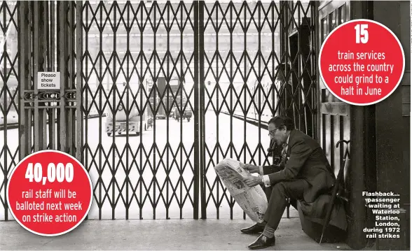  ?? ?? Flashback... passenger waiting at Waterloo Station, London, during 1972 rail strikes