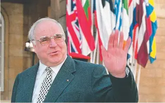  ?? RIGHT MAN: Helmut Kohl worked tirelessly for German unity. Picture: AFP/ PAUL VICENTE ??