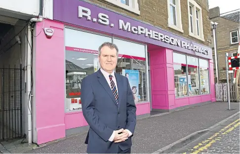  ??  ?? BRANCHING OUT: Allan Gordon, managing director of Davidsons Chemists, outside RS Mcpherson in Broughty Ferry.