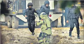  ?? RAJ K RAJ/HT PHOTO ?? The bomb disposal squad of the NSG on Friday destroyed the IED through a controlled explosion.