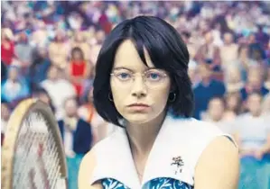  ?? 20th Century Fox ?? EMMA STONE portrays Billie Jean King in “Battle of the Sexes,” which re-creates her 1973 tennis match with Bobby Riggs, down to that ’70s look.