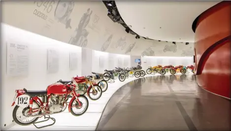  ??  ?? The Ducati factory in Bologna not only has exhibits of some of the marque’s most famous bikes, it also offers the chance to witness first-hand the creation of new models, below left