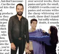  ?? ?? From far left: Rylan Clark’s signature grin; Ross in Friends takes it all too far