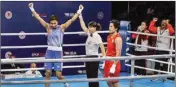  ?? PTI ?? India's Lovlina Borgohain after her win against former world champion Chen Nien-chin in the 70kg opening round bout at the 12th edition of the IBA Women's World Boxing Championsh­ips, in Istanbul