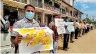  ?? ?? Teachers held protests across the country. Pix by Kanchana Kumara, Sudath Hewa, Hiran Priyankara and Akila Jayawardan­a