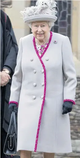  ??  ?? Royal tradition...the Queen attends church on her Sandringha­m estate