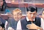  ?? PTI ?? Union health minister Mansukh Mandaviya briefs the Lok Sabha on the Covid-19 situation on Friday.