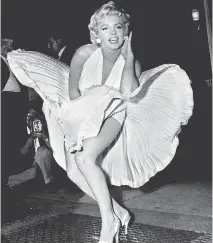  ?? MATTY ZIMMERMAN ?? The image of Marilyn Monroe’s white dress over an updraft helped launch the concept of women as static sex objects.