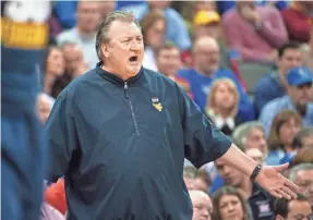  ?? AMY KONTRAS/USA TODAY SPORTS ?? Bob Huggins’ West Virginia Mountainee­rs will play Murray State in San Diego in a first-round game. If the Mountainee­rs win two games, they’ll advance to a Sweet 16 game in Boston.