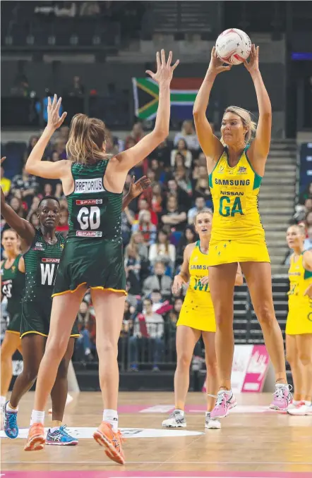  ?? Picture: GETTY IMAGES ?? Gretel Tippett (right) up against South Africa’s Shadine Van Der Merwe in Liverpool.