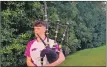  ??  ?? Piper Murray O'May, whose mother is from Campbeltow­n, plays a tune while on his walk near Stirling University.