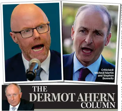  ??  ?? Criticised: Micheál Martin and Stephen Donnelly