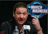  ?? Associated Press ?? ■ Texas Tech coach Chris Beard speaks during a news conference at the NCAA men's college basketball tournament Saturday in Boston. Texas Tech will face Villanova in a regional final on Sunday.