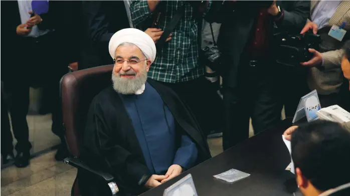  ?? FOTO: VAHID SALEMI/AP/ARKIV ?? Flera kandidater. Irans president, mittenpoli­tikern Hassan Rohani, hoppas på att bli omvald för en andra mandatperi­od vid valet den 19 maj. Historiskt sett brukar presidente­r sitta två perioder, men det är flera kandidater som utmanar honom.