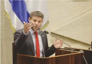  ?? (Marc Israel Sellem/Jerusalem Post) ?? FINANCE MINISTER Bezalel Smotrich addresses the plenum during the state budget debate in the Knesset, last week.