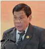  ?? AFP file ?? President Rodrigo Duterte is known for profanityl­aced diatribes against UN rapporteur­s. —
