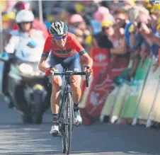  ??  ?? LLEGA A LA META. Pese a su lesión, el italiano Vincenzo Nibali logró terminar la etapa 12.