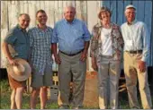  ?? PHOTO PROVIDED ?? Farm co-owner William Pitney, center, is joined by Pitney Meadows Community Farm board members, from left, John Sconzo, Michael Kilpatrick, and Sandy and Paul Arnold.