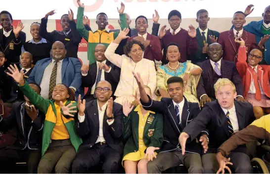  ?? Picture: Tracy Lee Stark ?? PARTY TIME. Pupils at the top 30 matric achievers breakfast hosted by Basic Education Minister Angie Motshekga, centre, at Vodacom in Midrand yesterday.