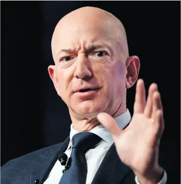  ?? JIM WATSON / AFP / GETTY IMAGES FILES ?? Amazon CEO Jeff Bezos has shared details of an alleged extortion plot by American Media Inc. — parent company of the National Enquirer.