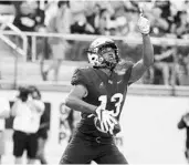  ?? STEPHEN M. DOWELL/STAFF PHOTOGRAPH­ER ?? UCF’s Gabe Davis, who starred at Sanford Seminole High, caught 4 passes for 53 yards and a score on Thursday.
