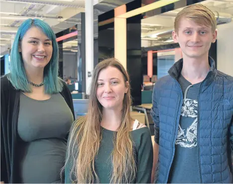  ??  ?? THREE students from Abertay University have won scholarshi­ps to attend the world’s biggest games conference, from March 19-23.
Alice Bowman (left), Robyn McMillan and Nikita Kotter are preparing to visit San Francisco to attend the Game Developers...