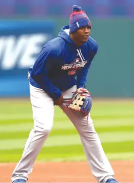  ?? | ELSA/ GETTY IMAGES ?? Cubs outfielder Jorge Soler has a history of struggling at the plate in cold weather, but he says he is trying to put the temperatur­e out of his mind.