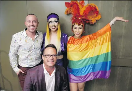  ?? PHOTOS: BILL BROOKS ?? Sashay Fillet, Calgary’s newest drag-meets-culinary event held Aug 30 at Hotel Arts, was a feast for the senses. Pictured, from left, are Eat North’s Dan Clapson, Hotel Arts’ Brian Brownlee, celebrity co-hosts Yuhua Yamasaki of RuPaul’s Drag Race season 10 fame and Top Chef Canada’s Mijune Pak.