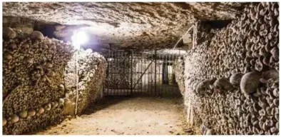  ??  ?? Pemandanga­n di Catacomb, Paris yang menyimpan lebih enam juta rangka manusia dalam sebuah terowong.