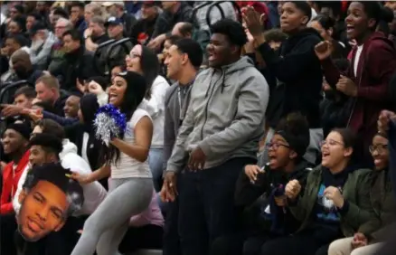  ?? RANDY MEYERS — FOR THE MORNING JOURNAL ?? The Lorain student section reacts to a basket against Cleveland Heights during the second quarter on Feb. 8.