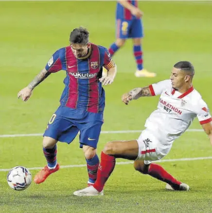  ?? //VALENTÍ ENRICH ?? El Barça espera obtener un buen resultado en Sevilla en la ida de las semifinale­s a la espera de rematar la faena en el partido de vuelta en el Camp Nou