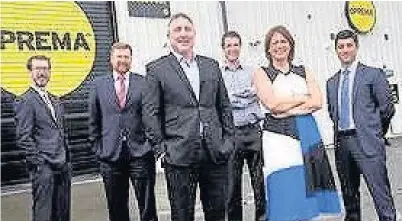  ??  ?? > From left, HSBC trade and receivable­s finance manager Huw Thwaites, HSBC relationsh­ip director Anthony Couzens, Oprema managing director Matthew Epps, Oprema financial controller Thomas Cooke, Finance Wales senior portfolio executive Leanna Davies...