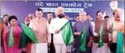  ?? PIC/MPOST ?? Uttarakhan­d Governor Gurmit Singh with Union Railways Minister Ashwini Vaishnaw, Union MoS for Defence Ajay Bhatt, Uttarakhan­d CM Pushkar Singh Dhami and others during the flag-off ceremony of the Delhi-Dehradun Vande Bharat Express train, in Dehradun