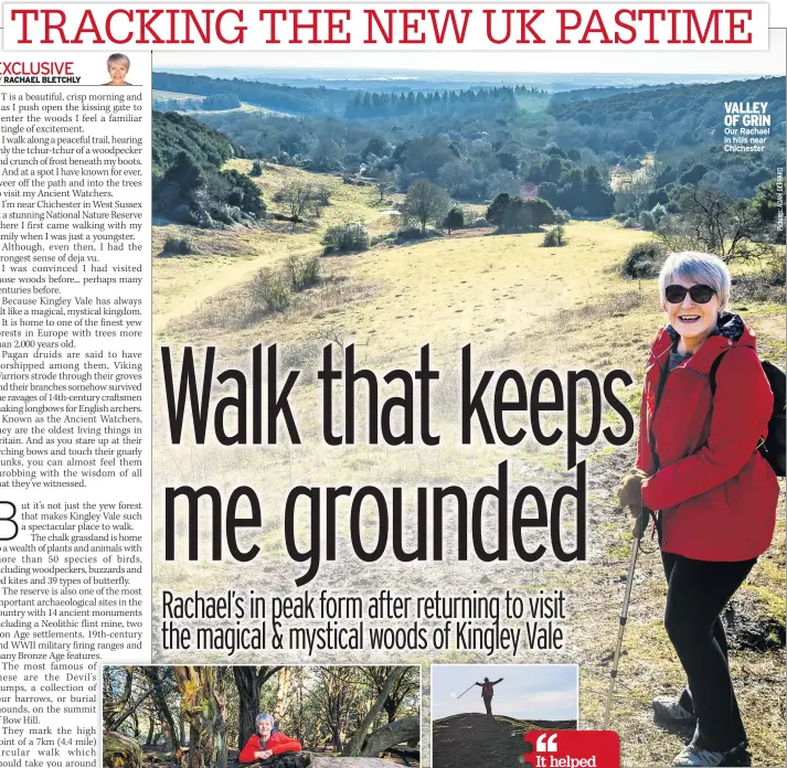  ??  ?? VALLEY OF GRIN Our Rachael in hills near Chichester