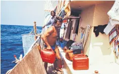  ??  ?? All at sea: anthropolo­gist Santiago Genovés on board the Acali raft in 1973